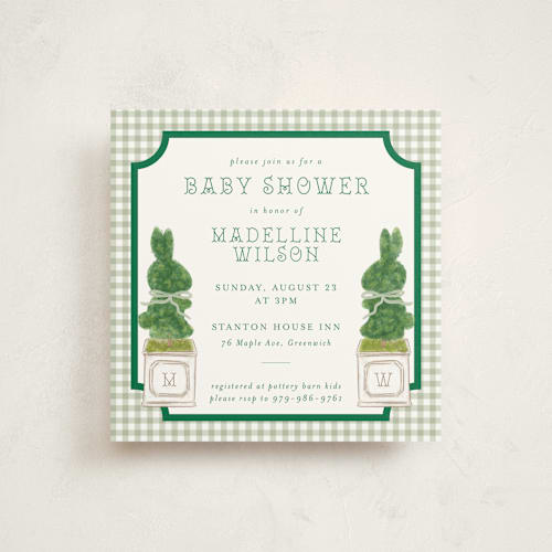 This is a ivy baby shower invitations with standard by Jenna Holcomb called topiary printing on signature in standard