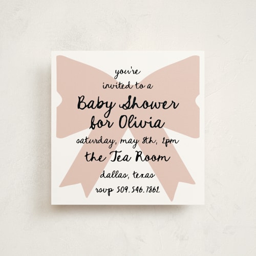 This is a blush baby shower invitations with standard by AK Graphics called gift printing on signature in standard