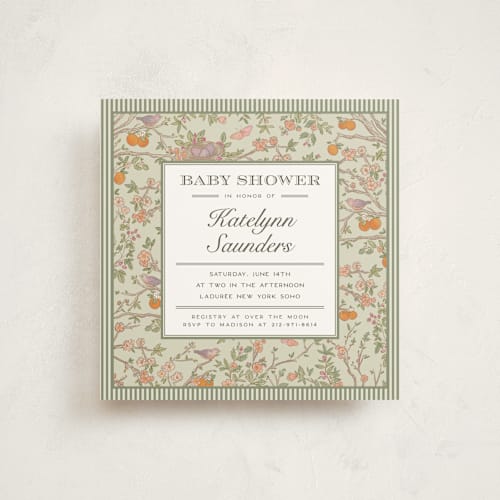 This is a meadow baby shower invitations with standard by Jenna Holcomb called bird and bough printing on signature in standard