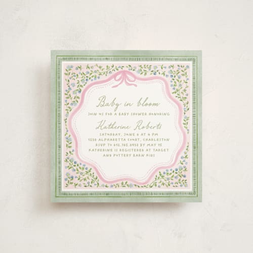 This is a garden glory baby shower invitations with standard by Creo Study called baby in bloom printing on signature in standard