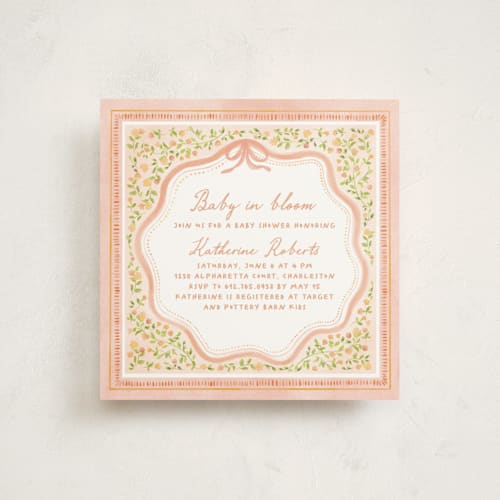 This is a sunset baby shower invitations with standard by Creo Study called baby in bloom printing on signature in standard