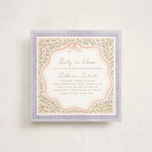 This is a berry baby shower invitations with standard by Creo Study called baby in bloom printing on signature in standard