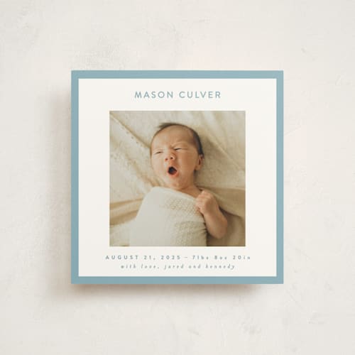 This is a sky birth announcements with standard by JoAnn Jinks called square printing on signature in standard