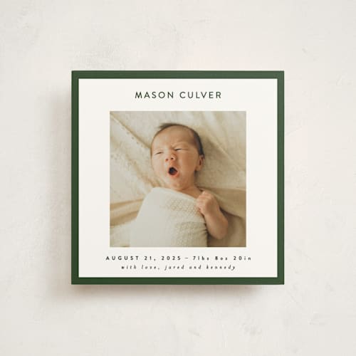 This is a spruce birth announcements with standard by JoAnn Jinks called square printing on signature in standard