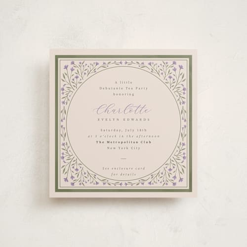 This is a lavender debutante party invitations with standard by Adelyn T. called garden printing on signature in standard