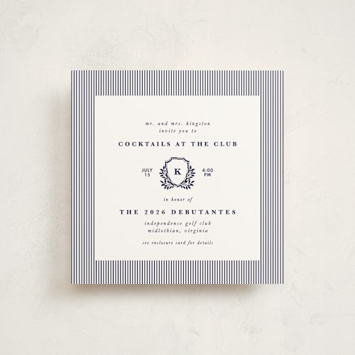 This is a academy debutante party invitations with standard by Charter Oaks Creative called classic crest printing on signature in standard