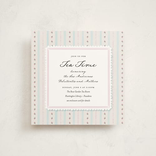 This is a blue raspberry debutante party invitations with standard by Kamala Nahas called tea time printing on signature in standard