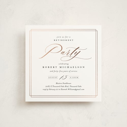 This is a snowdrift holiday party invitations with foil pressed by Kamala Nahas called classic celebration printing on signature in standard