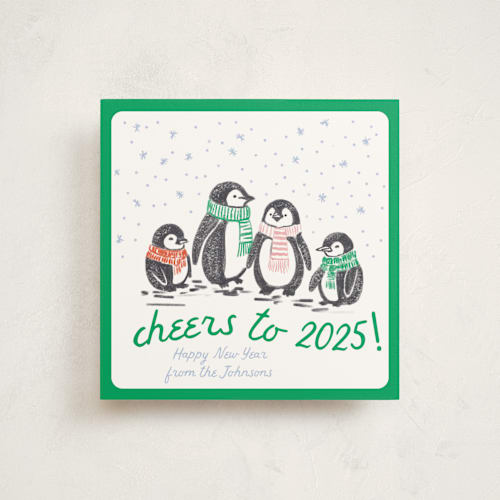 This is a spearmint non photo holiday cards with standard by Jenna Holcomb called warm wishes printing on signature in standard