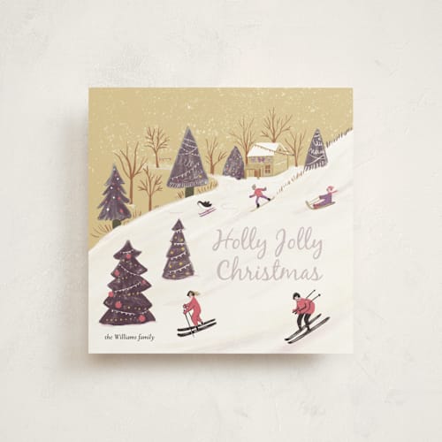 This is a honey non photo holiday cards with standard by Sehee Lee called holly jolly, let it snow printing on signature in standard