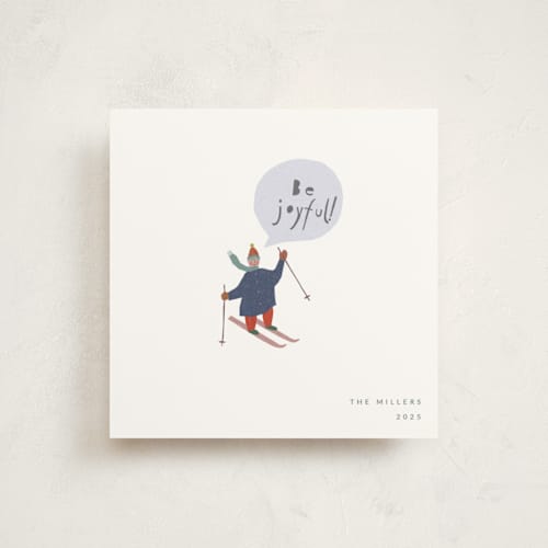 This is a snow holiday photo cards with standard by Sumak Studio called skier printing on signature in square