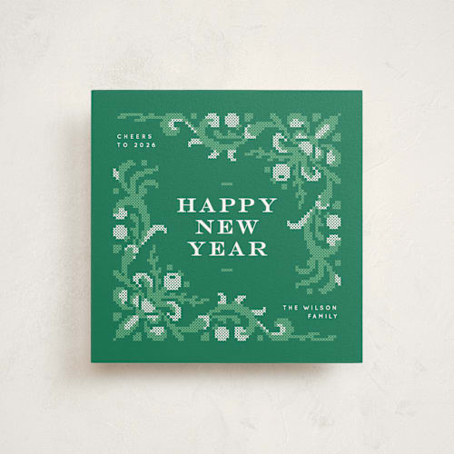 This is a evergreen holiday photo cards with standard by Anastasia Makarova called woven wonders printing on signature in square