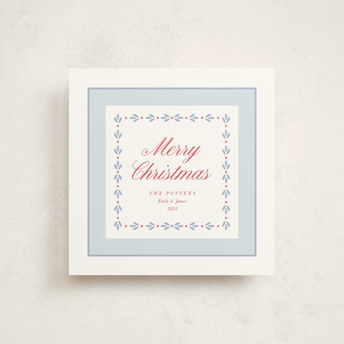 This is a frost holiday photo cards with standard by Alston Foster called classic garland printing on signature in square