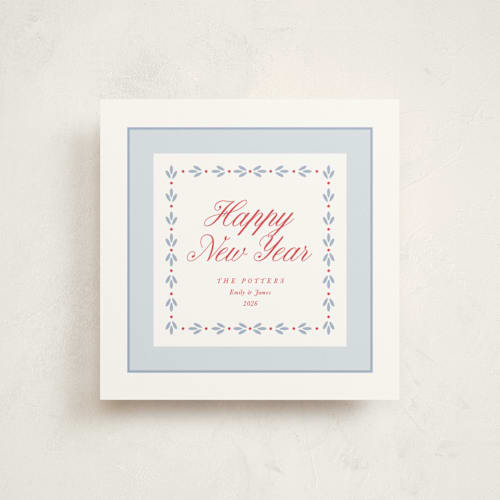 This is a frost holiday photo cards with standard by Alston Foster called classic garland printing on signature in square