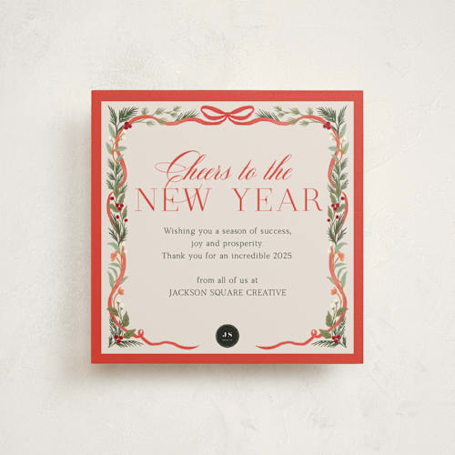 This is a cherry holiday photo cards with standard by Elly called festive winter printing on signature in square