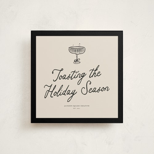This is a caviar holiday photo cards with standard by Cindy Reynolds called bubbly clink printing on signature in square
