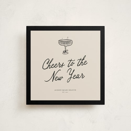 This is a caviar holiday photo cards with standard by Cindy Reynolds called bubbly clink printing on signature in square