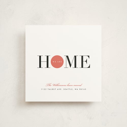 This is a coral moving announcements with standard by nikku called we are home printing on signature in standard