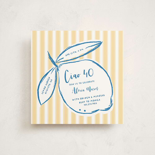 This is a lemon party invitations with standard by Jelena Vuletic called citrine printing on signature in standard