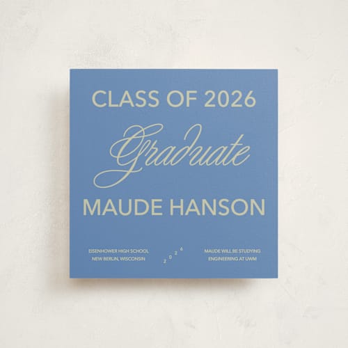 This is a denim graduation announcements with standard by Inkblot Design called new style printing on signature in standard