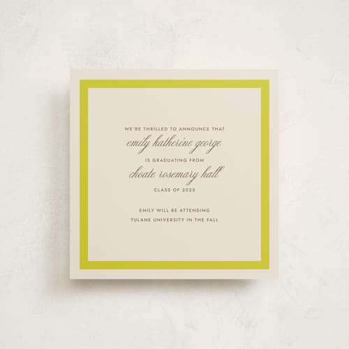 This is a citrus graduation announcements with standard by Megan Davis called montauk printing on signature in standard