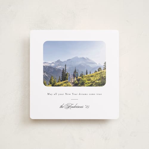 This is a snow photo christmas cards with standard by Playground Prints called the peaceful minimalist printing on recycled smooth signature in standard