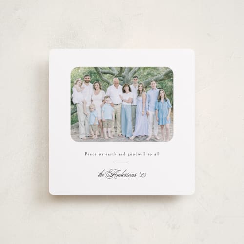 This is a snow photo christmas cards with standard by Playground Prints called the peaceful minimalist printing on recycled smooth signature in standard