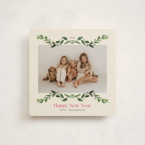 This is a vanilla photo christmas cards with standard by Erika Firm called garlands printing on recycled smooth signature in standard