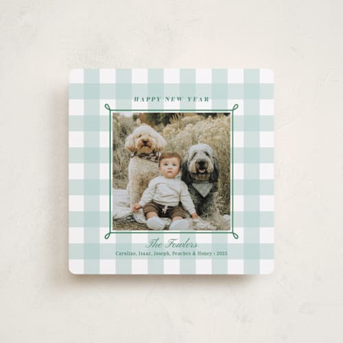 This is a aspen photo christmas cards with standard by Alston Foster called festive gingham plaid printing on recycled smooth signature in standard