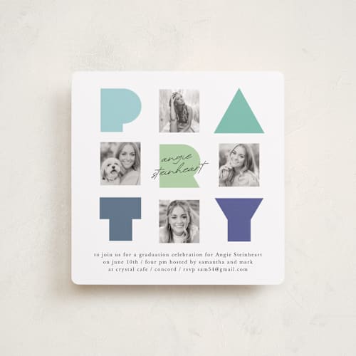 This is a mint graduation invitations with standard by Lori Wemple called graduate party printing on recycled smooth signature in standard