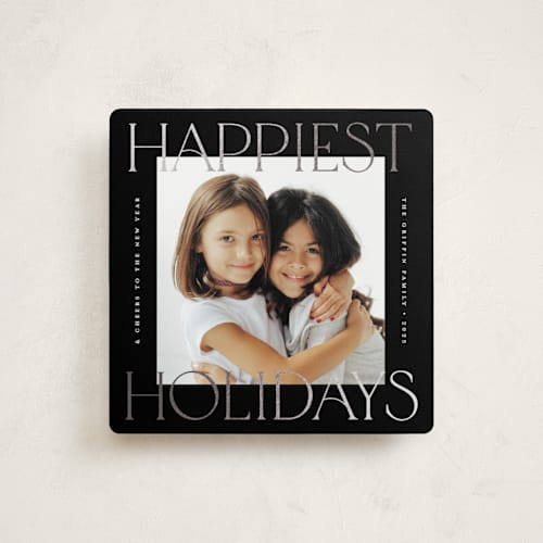 This is a licorice foil pressed holiday cards with foil pressed by Pink House Press called equilateral printing on recycled smooth signature in standard