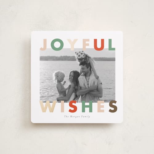 This is a candy cane foil pressed holiday cards with foil pressed by Angela Thompson called joyful  bright printing on recycled smooth signature in standard