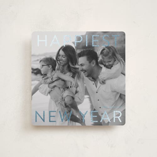 This is a frost foil pressed holiday cards with foil pressed by Angela Thompson called gilded type printing on recycled smooth signature in square