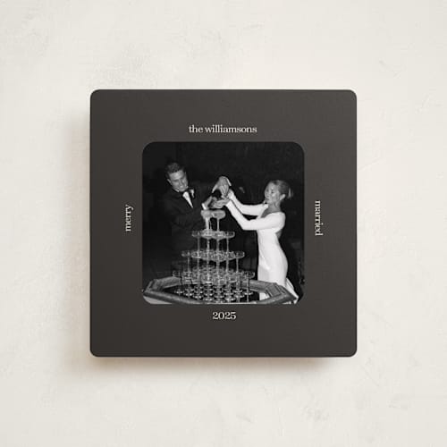 This is a coal holiday photo cards with standard by Beth Vassalo called vintage square printing on recycled smooth signature in square