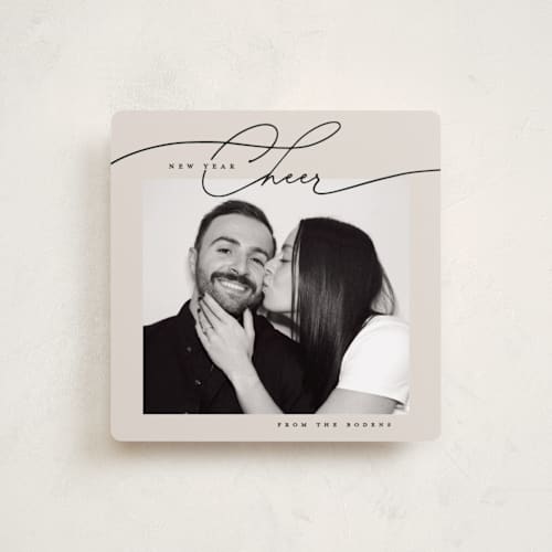 This is a poppy seed holiday photo cards with standard by Susan Zinader called a simple script printing on recycled smooth signature in square