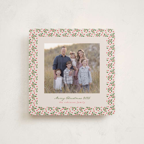 This is a santa holiday photo cards with standard by Claudia Orengo called tiny flowers printing on recycled smooth signature in square