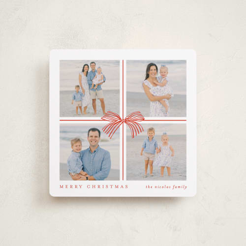 This is a poinsettia holiday photo cards with standard by Brooke Chandler called square present printing on recycled smooth signature in standard