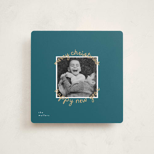 This is a winterberry holiday photo cards with standard by Christie Garcia called circale printing on recycled smooth signature in square