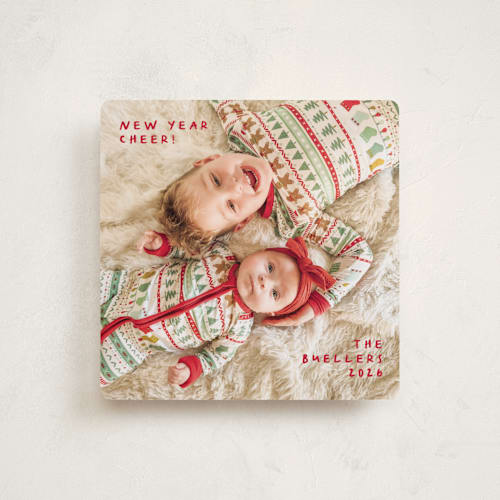This is a raspberry holiday photo cards with standard by Anna Black called full square printing on recycled smooth signature in square