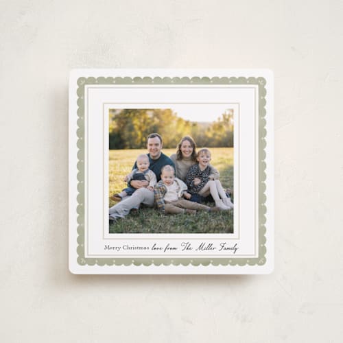 This is a olive holiday photo cards with standard by Elly called modern cottage printing on recycled smooth signature in square