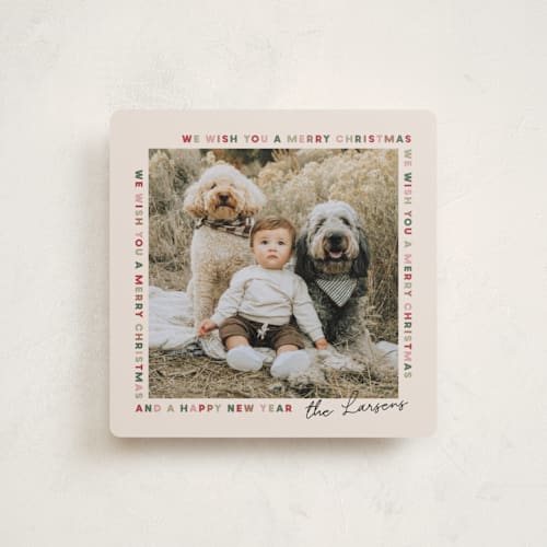 This is a cream holiday photo cards with standard by Lissabeth Anglin called letter border printing on recycled smooth signature in standard