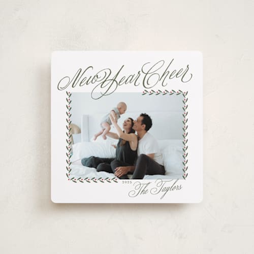 This is a mistletoe holiday photo cards with standard by Alston Foster called merry classic printing on recycled smooth signature in standard