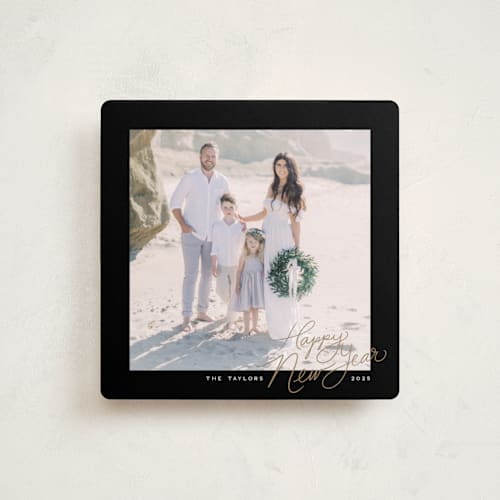 This is a midnight holiday photo cards with standard by Jenna Holcomb called merrily written printing on recycled smooth signature in standard