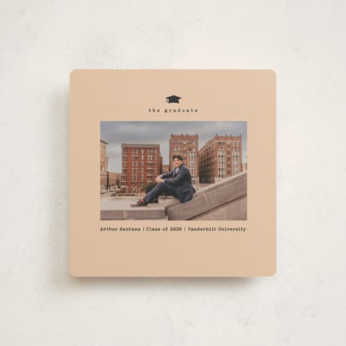 This is a vanilla graduation announcements with standard by Sherley Ferreira called framed in time printing on recycled smooth signature in standard