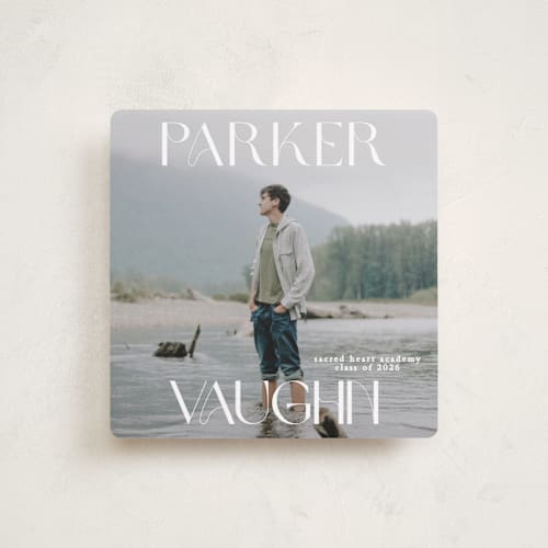 This is a pearl graduation announcements with standard by Angela Thompson called grad squary printing on recycled smooth signature in standard