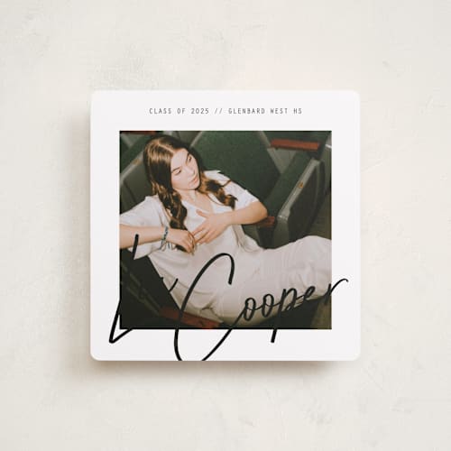 This is a sugar graduation announcements with standard by Erin German called signature snapshot printing on recycled smooth signature in standard