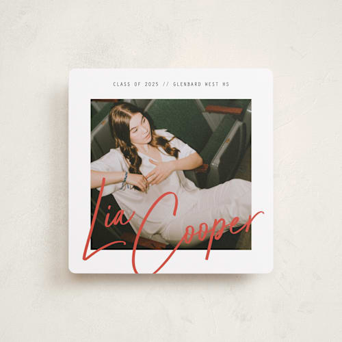 This is a licorice graduation announcements with standard by Erin German called signature snapshot printing on recycled smooth signature in standard