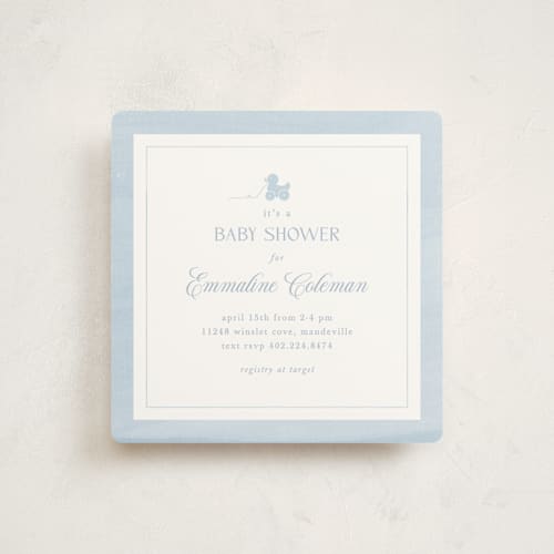 This is a sky baby shower invitations with standard by Melinda Denison called simply classic printing on signature in standard