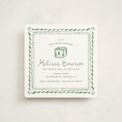 This is a grass baby shower invitations with standard by Claudia Orengo called letter box printing on signature in standard