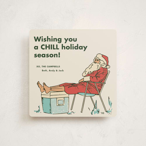This is a seafoam non photo holiday cards with standard by Megan Davis called chill printing on signature in standard